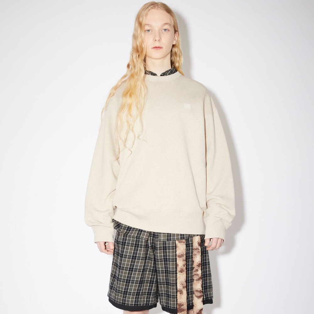 NWOT Acne Studios • fairview face sweatshirt oatmeal melange unisex sz S